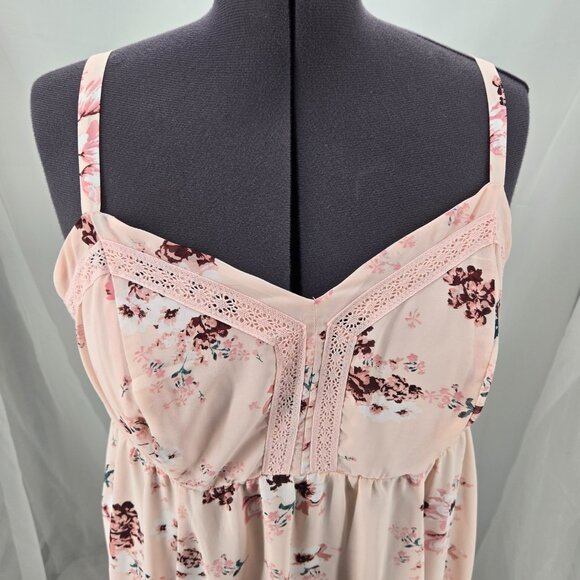 725-30 Torrid Blush Pink Floral Chiffon Sharkbite Tunic Cami Size 2 18/20 - Picture 3 of 14